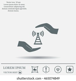 vector icon with wi-fi on the hand