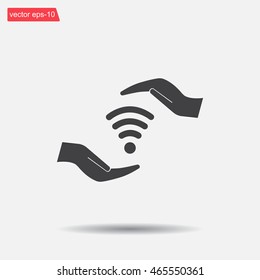 vector icon with wi-fi on the hand