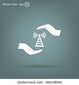 vector icon with wi-fi on the hand