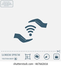 vector icon with wi-fi on the hand