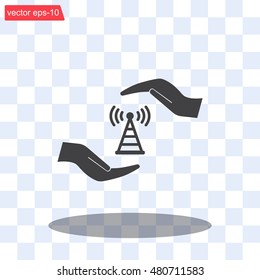vector icon with wi-fi on the hand