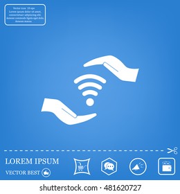 vector icon with wi-fi on the hand