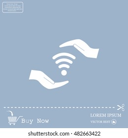 vector icon with wi-fi on the hand