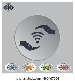 vector icon with wi-fi on the hand