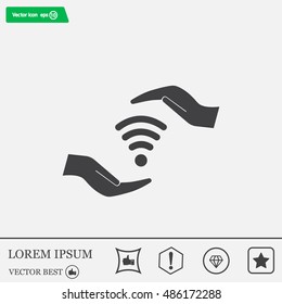vector icon with wi-fi on the hand