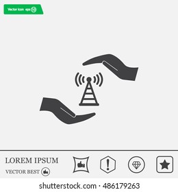 vector icon with wi-fi on the hand