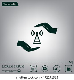vector icon with wi-fi on the hand