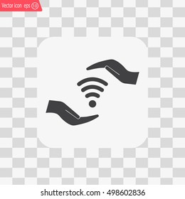 vector icon with wi-fi on the hand