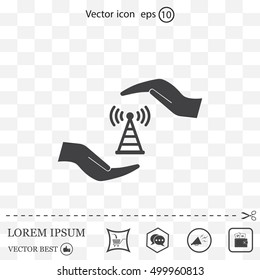 vector icon with wi-fi on the hand