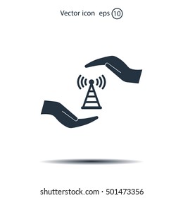 vector icon with wi-fi on the hand
