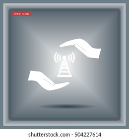 vector icon with wi-fi on the hand