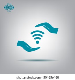 vector icon with wi-fi on the hand
