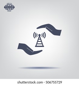 vector icon with wi-fi on the hand