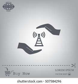 vector icon with wi-fi on the hand