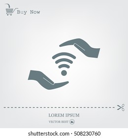vector icon with wi-fi on the hand