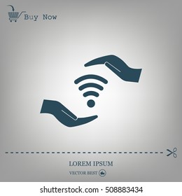 vector icon with wi-fi on the hand