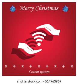 vector icon with wi-fi on the hand