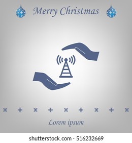 vector icon with wi-fi on the hand