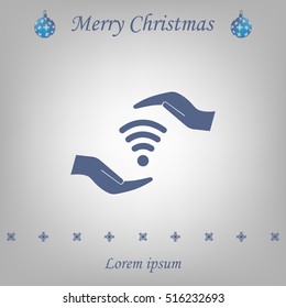 vector icon with wi-fi on the hand