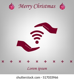 vector icon with wi-fi on the hand