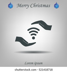 vector icon with wi-fi on the hand