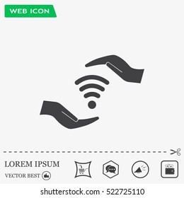vector icon with wi-fi on the hand