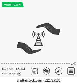 vector icon with wi-fi on the hand