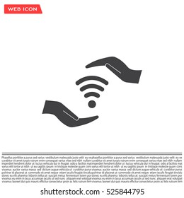 vector icon with wi-fi on the hand
