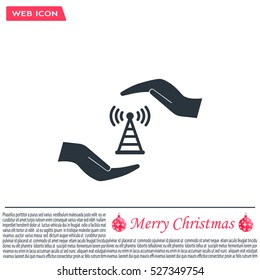 vector icon with wi-fi on the hand