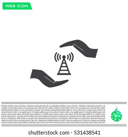 vector icon with wi-fi on the hand