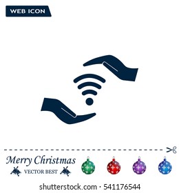 vector icon with wi-fi on the hand