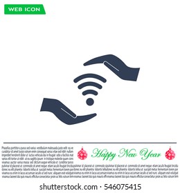 vector icon with wi-fi on the hand