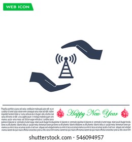 vector icon with wi-fi on the hand