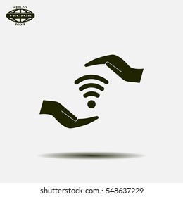 vector icon with wi-fi on the hand