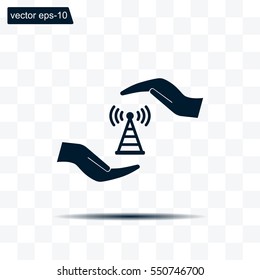 vector icon with wi-fi on the hand