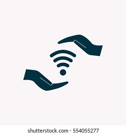 vector icon with wi-fi on the hand