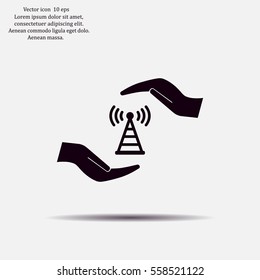 vector icon with wi-fi on the hand