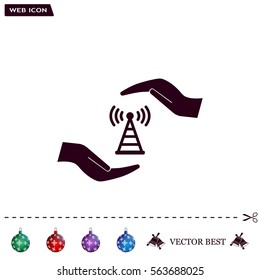 vector icon with wi-fi on the hand