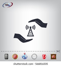 vector icon with wi-fi on the hand