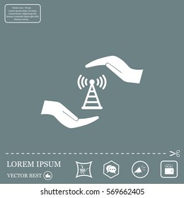 vector icon with wi-fi on the hand