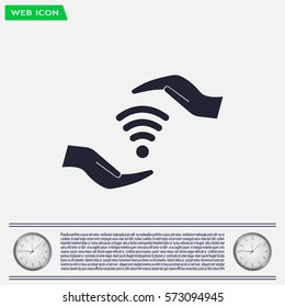 vector icon with wi-fi on the hand