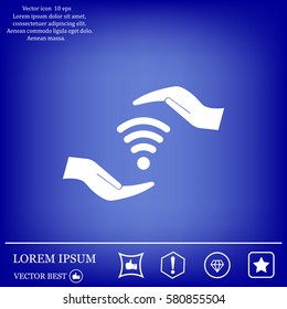 vector icon with wi-fi on the hand