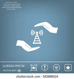 vector icon with wi-fi on the hand