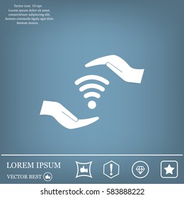 vector icon with wi-fi on the hand