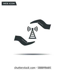vector icon with wi-fi on the hand