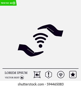 vector icon with wi-fi on the hand