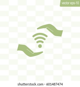 vector icon with wi-fi on the hand