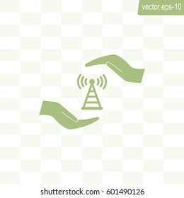 vector icon with wi-fi on the hand