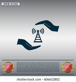 vector icon with wi-fi on the hand