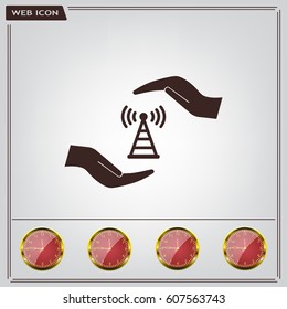 vector icon with wi-fi on the hand
